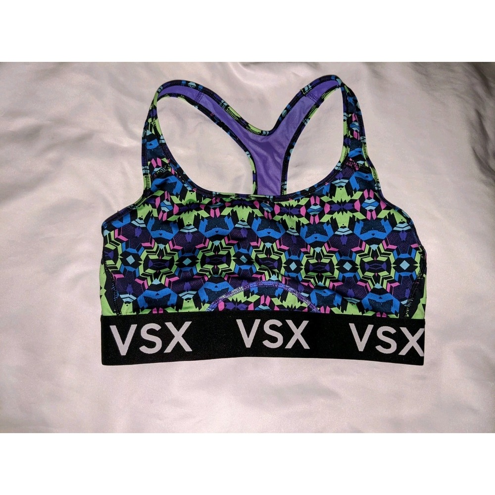 Victoria's Secret Sports Bra Size Medium Multicolor Geometric Logo Band - Picture 9 of 16
